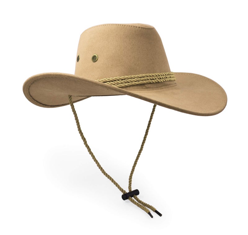 UltraKey Cowboy Hat, Sun Hat Faux Felt Leather Suede Travel Cap Western Hat Outdoor Sun Protect Beige - Image 2